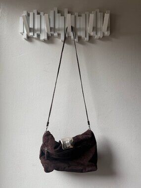 Staud Cuff Suede Convertible Clutch - Espresso Brown
